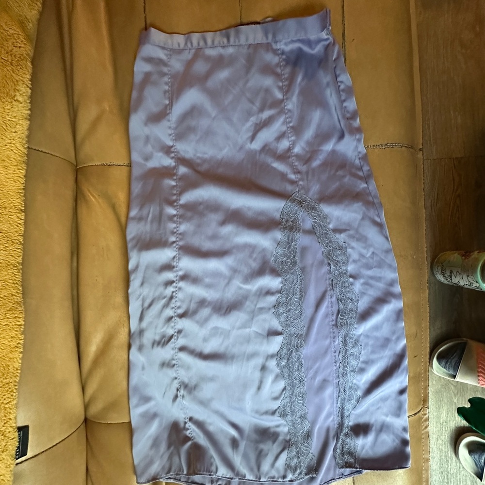 Urban Outfitters Purple Satin Midi Pencil Skirt